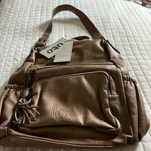 NWT UTO brown synthetic leather bag/backpack.